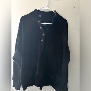 Women’s aerie half button down snap size large black